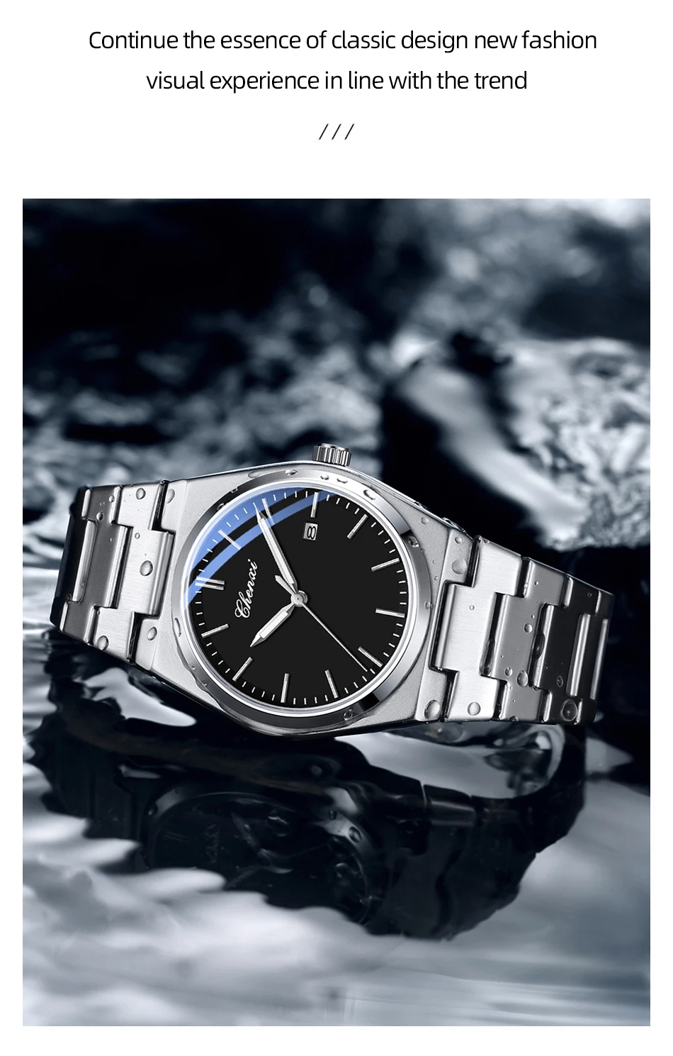 CHENXI Luxus Mann Uhr Business Casual Wasserdicht Leucht Datum Quarz Uhren Edelstahl männer Armbanduhr Hohe Qualität – Detail 5