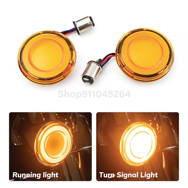 

Motorcycle Yellow Front Blinker LED Turn Bullet Style Light Running Lamp For Harley Touring Trike Softail Dyna Sportster 04-up
