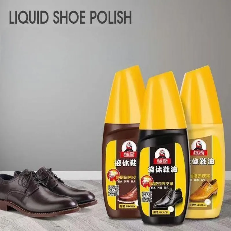 75ml Black Liquid Shoe Polish Leather Shoe Maintenance Shine Oil With Brush Head Oil Shine Magic Sponge Head leather tools leather craft tool kit leather craft tools leather craft tool