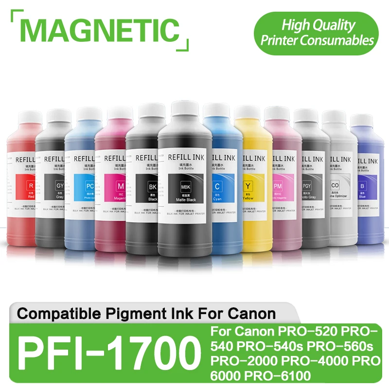 

1000ML Pigment ink For Canon PFI-1700 PFI1700 PFI-57 PFI57 PRO-520 PRO-540 PRO-540s PRO-560s PRO-2000 PRO-4000 PRO6000 PRO-6100