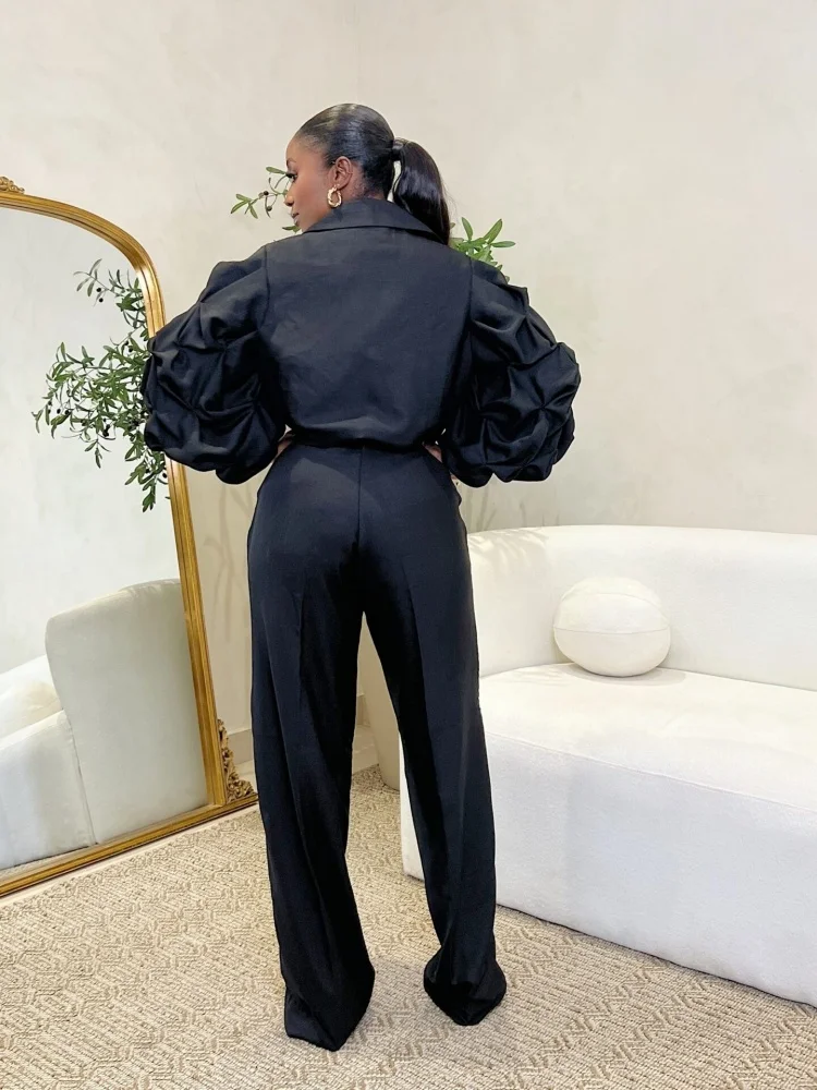 Wmstar Two Piece Set Women Wholesale Pairs European American Commuter Casual Trousers with Large Lapels Pleated Sleeves 2025