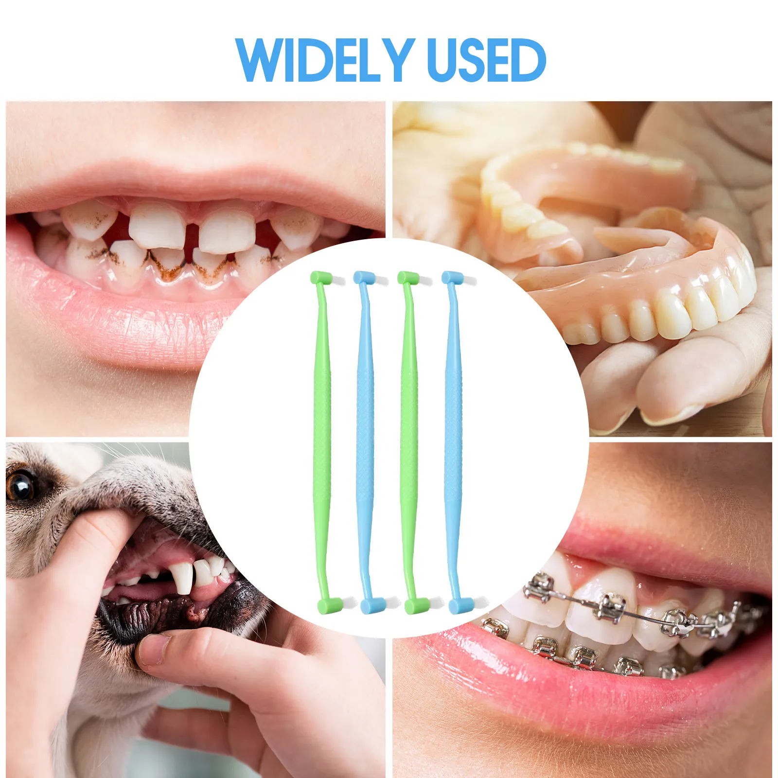 8개입 양면 이중 헤드 칫솔, 부드러운 교정용 칫솔, 십대용, 정밀 치아 세척, 치간 공간 브러쉬
