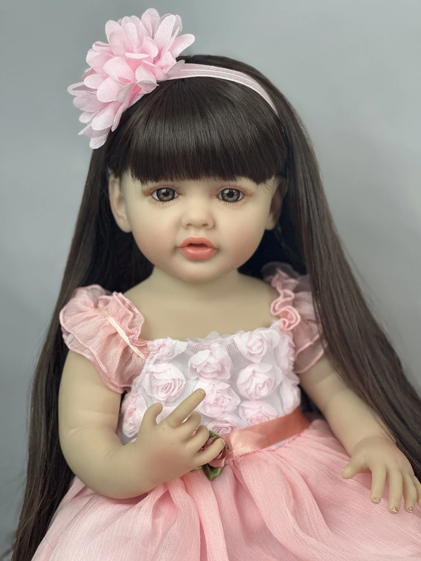 55 CM Soft Full Body Silicone Vinyl Princess Toddler Art Bebe Lifelike Reborn Baby Girl Doll Toy Birthday Gifts for Child 5