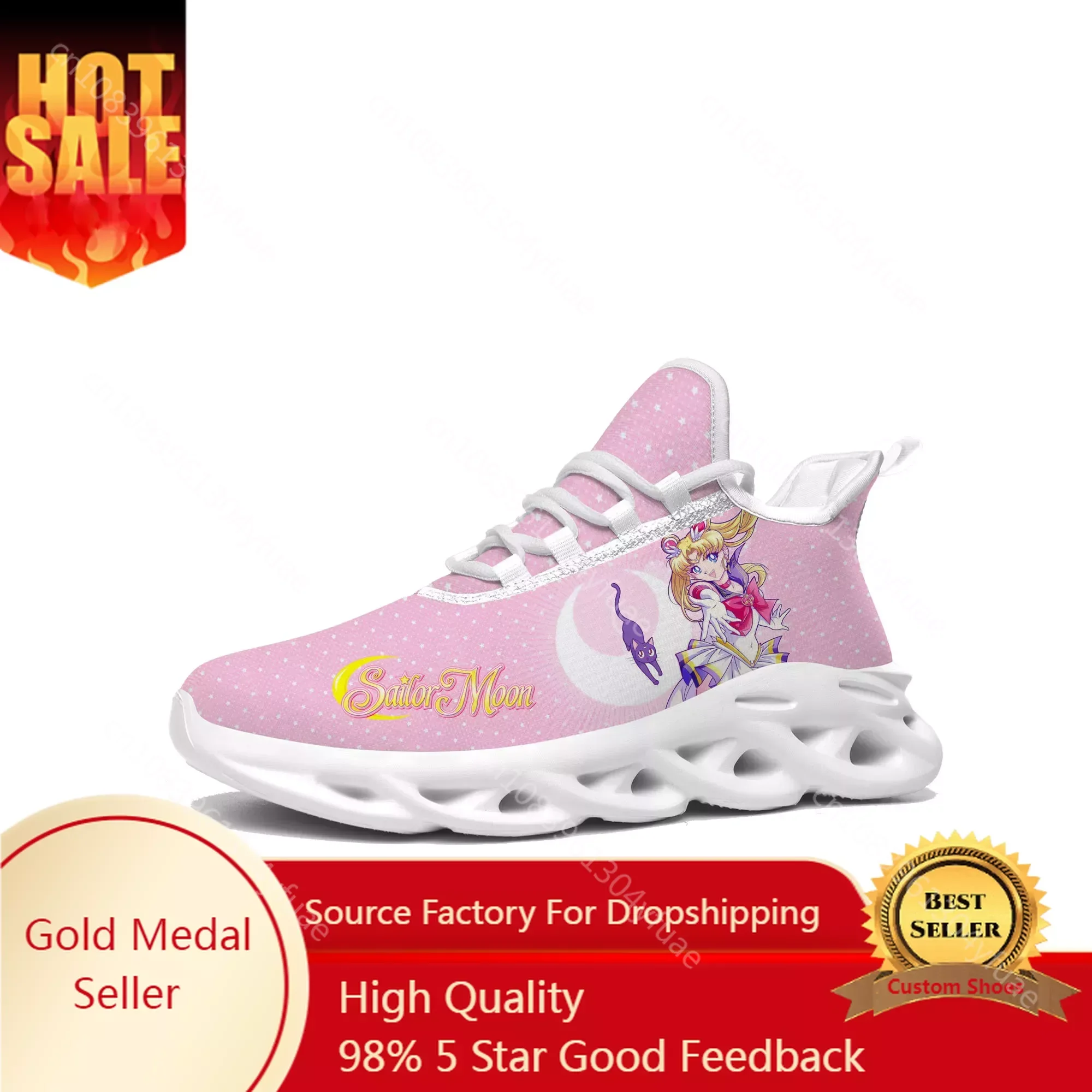 

Anime Moon Japanese Manga Cartoon Sailor Flats Sneakers Cartoon Mens Womens Sports Running Shoes Sneaker Customized Made Shoe