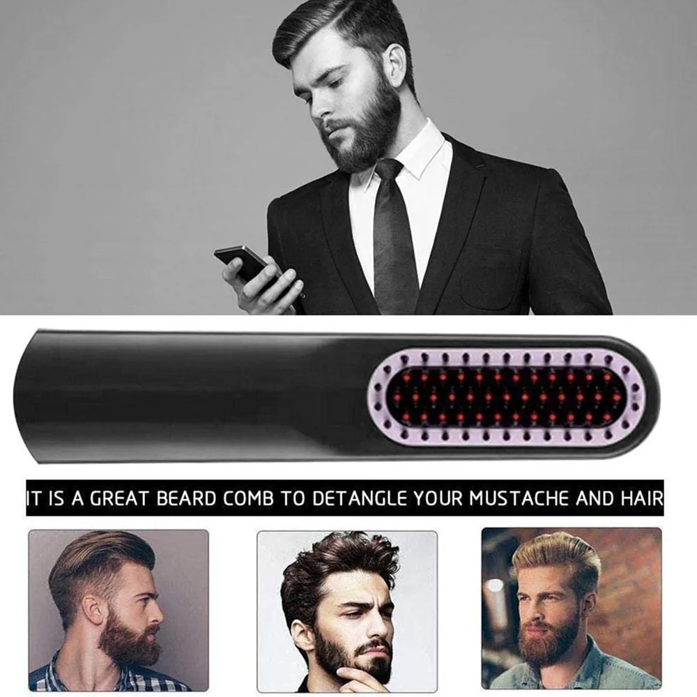 Men Quick Beard Straightener Wireless Hair Style Comb LCD Cordless Portable USB Charging   Hair Straightener Comb for Men Women 10pcs 1m 3ft fabric 60w pd usb c to usb c type c cable quick charging cables wire for samsung s22 s23 xiaomi huawei phone 15 etc