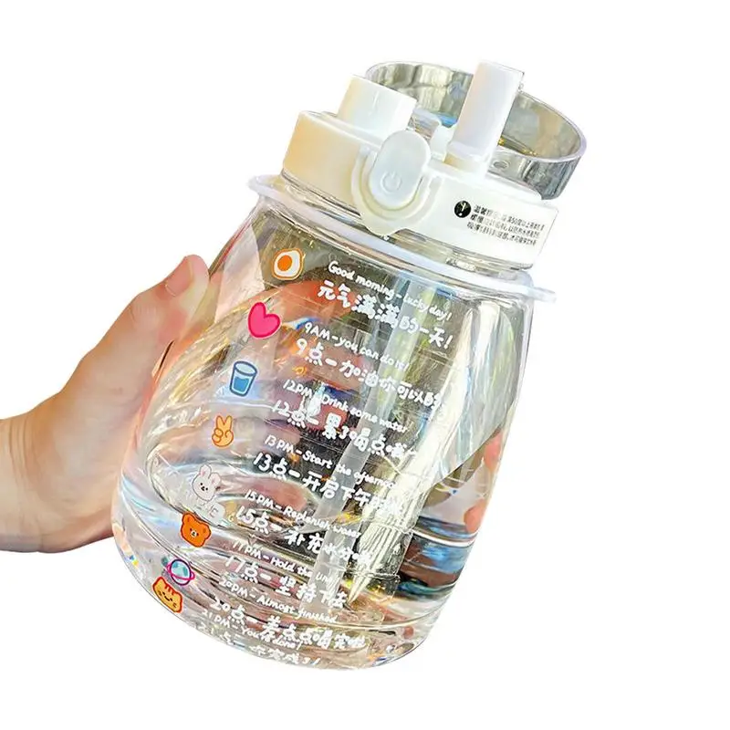 Big Belly Water Bottle 1300ml Cute Water Bottles With Random Stickers  Bottles With Two Ways To Dinking Cute Water Cups With - AliExpress