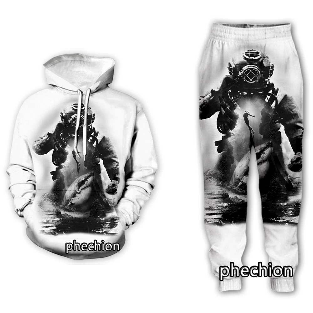 

phechion New Men/Women Diving Art 3D Printed Clothing Long Sleeve Fashion Sweatshirt Hoodies Men Sport Long Pants P38