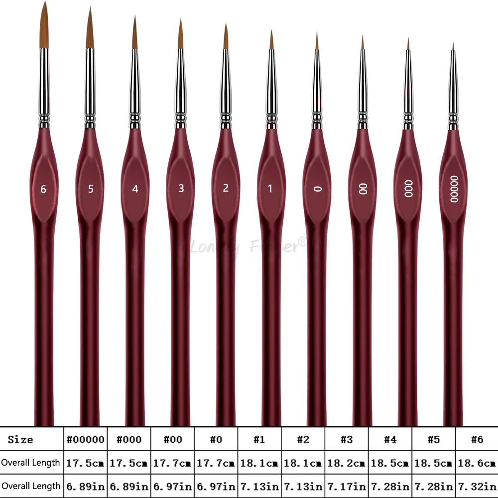 10pcs 삼각형 디테일 브러쉬 수채화 브러쉬 전문가용, 합성 헤어 수채화 페인트 브러쉬 세트 (수채화, 구아용)