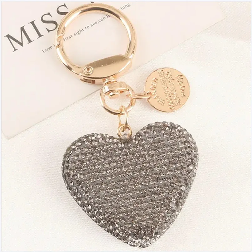 Portachiavi Glitterato A Cuore Con Strass E Pom Pom Morbido – Accessorio Carino Per Donne (5 Colori) - 4