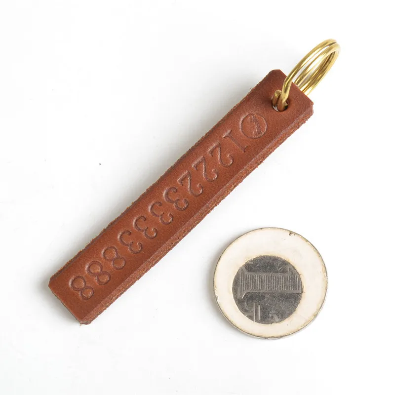 Genuine Leather Customized Lost Keys Keychain Phone Mobile Number Personalised Tag Best Gift For Father's Mother's Day Him Her