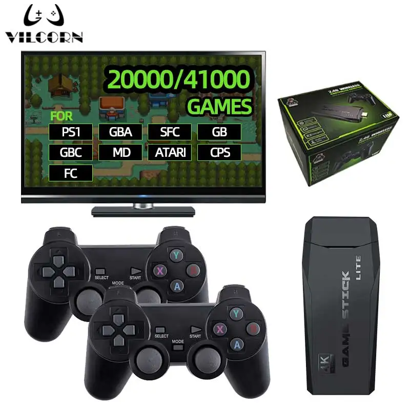 VILCORN Retro Video Game Console Super Game Stick 41000 Games for