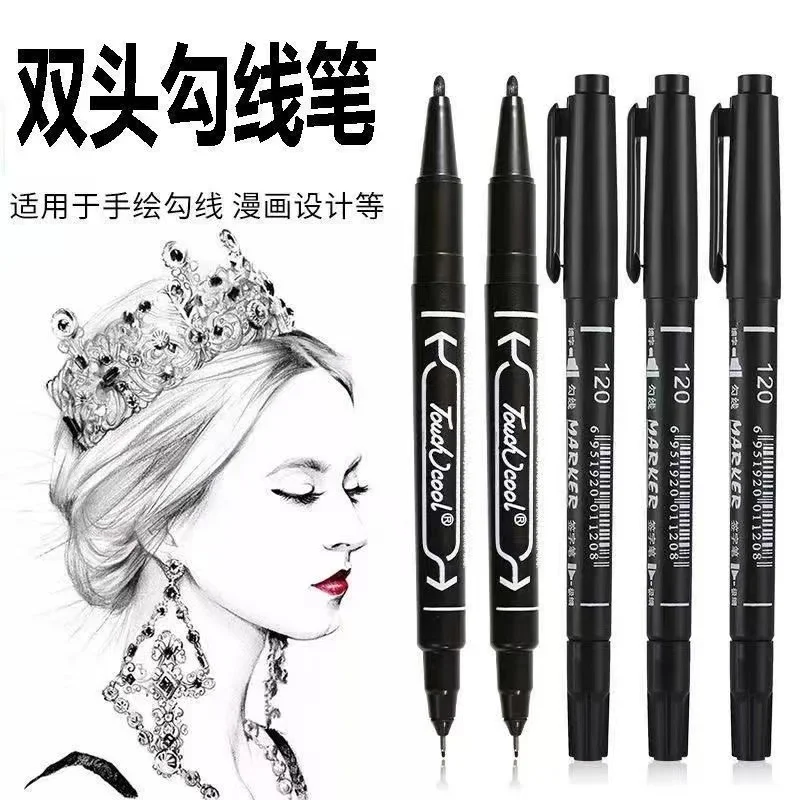 Permanent Markers 12pcs/Set Small Double Headed Marker Pen Oily Permanent 0.5 Thick Nib 1.0 for CD Art Paper Steel Glass Sketchbook