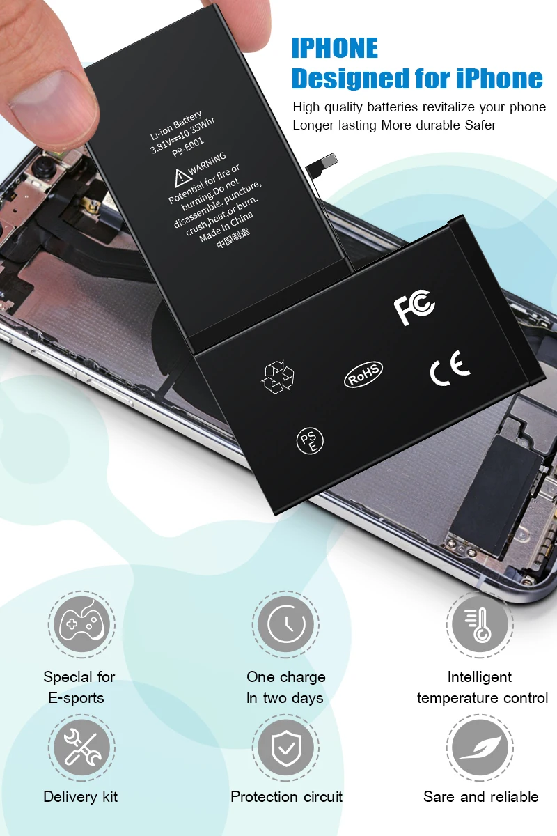 2024 Batteria del telefono Per Apple 5 6 S 7 8plus X Xr Xs Max 11 12 Pro 13 14 plus Sostituzione Bateria Per batterie iphone 7 - immagine 6