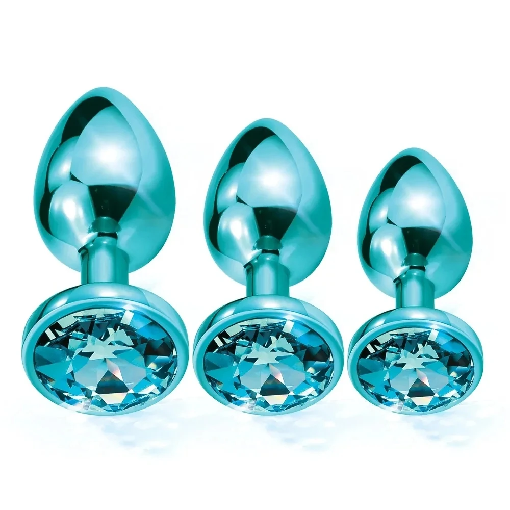 Rose Gold Rainbow Metal Anal Beads Butt Plug Set Colorful Crystal Mini Small Medium Large Anal Plug Jewelry Sex Toy Insert anal plug anal sex toys