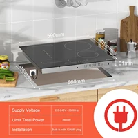 Индукционная варочная панель Karinear с 4 конфорками, электрическая варочная панель 60 см, 3500 Вт, гибкая зона, подключаемая варочная панель, 9 мощности, усилитель, таймер, вилка 220 В — изображение 6