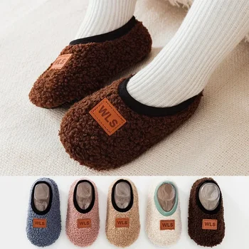 Autumn Winter Baby Slippers Toddler Plush Floor Sock Shoes Boy Girl Children Soft Anti-slip Walking Shoes Indoor Home Kids Shoes 1