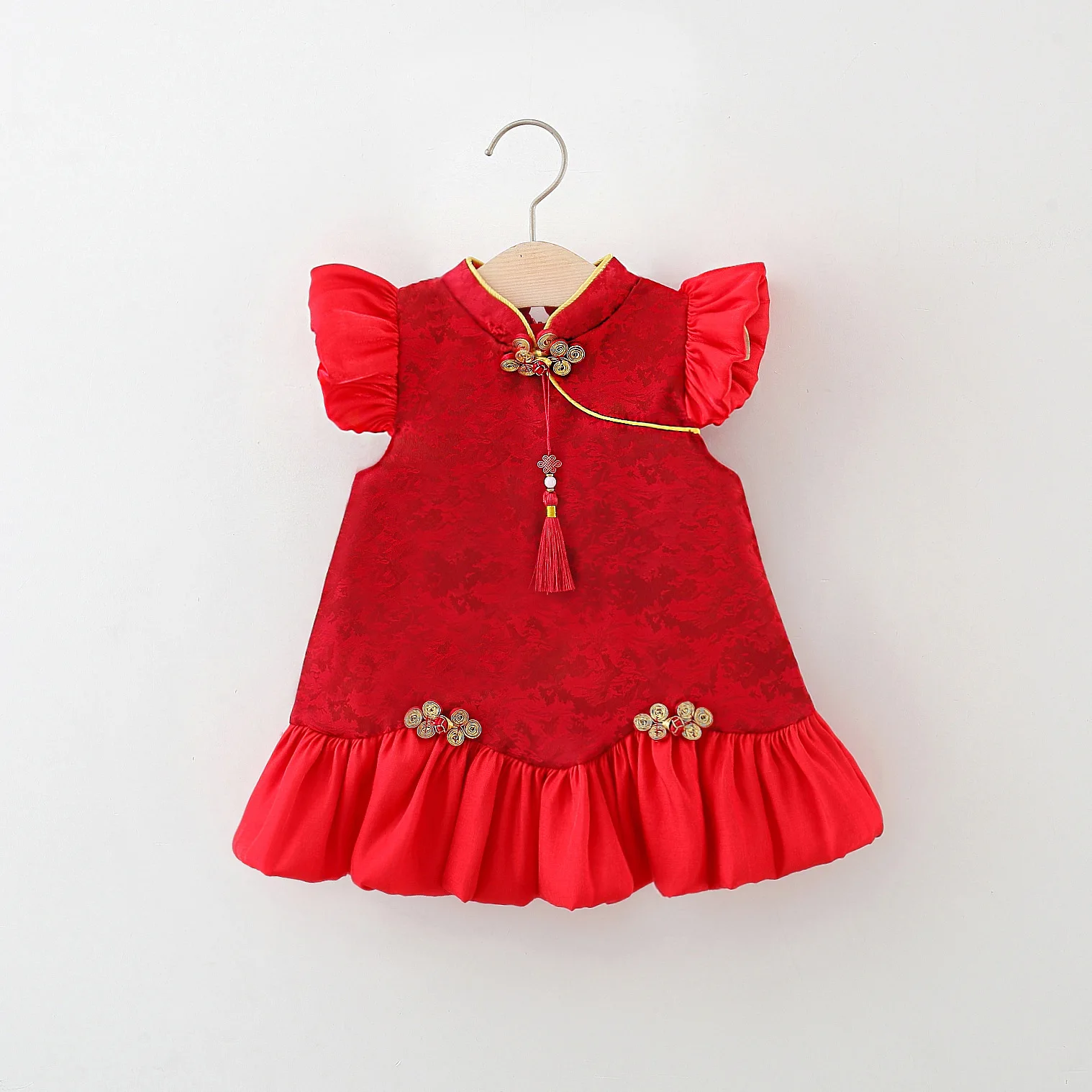 strapless open back dress Lora Red Plaid Baby Girl Dress