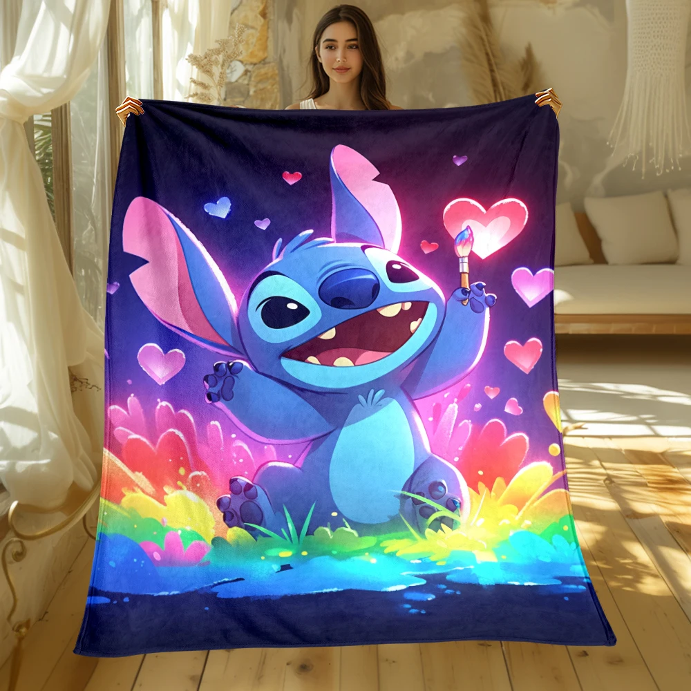 

Stitch Cartoon Cute HD Printed Flannel Thin Blanket.Four Season Blanket.for Sofa,beds,living Rooms,travel Picnic Blanket Gifts