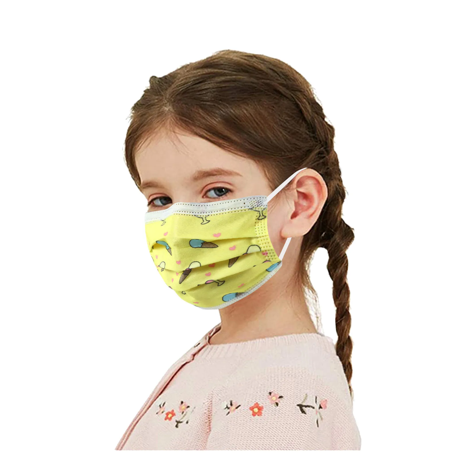 50pc Kids Children's Mask Disposable Face Mask Industrial 3ply Ear Loop Disposable Mouth Covers