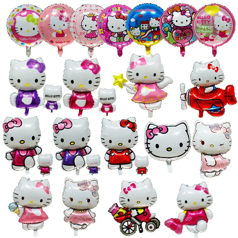 Kawaii Sanrio Cartoon Angel Hello Kitty Latex Balloon Set Kids Girl Cat Balloon Happy Birthday Party Baby Shower Decoration Toy sanrio anime 24 inch printed transparent balloon cute cartoon hello kitty children s birthday party decoration balloon