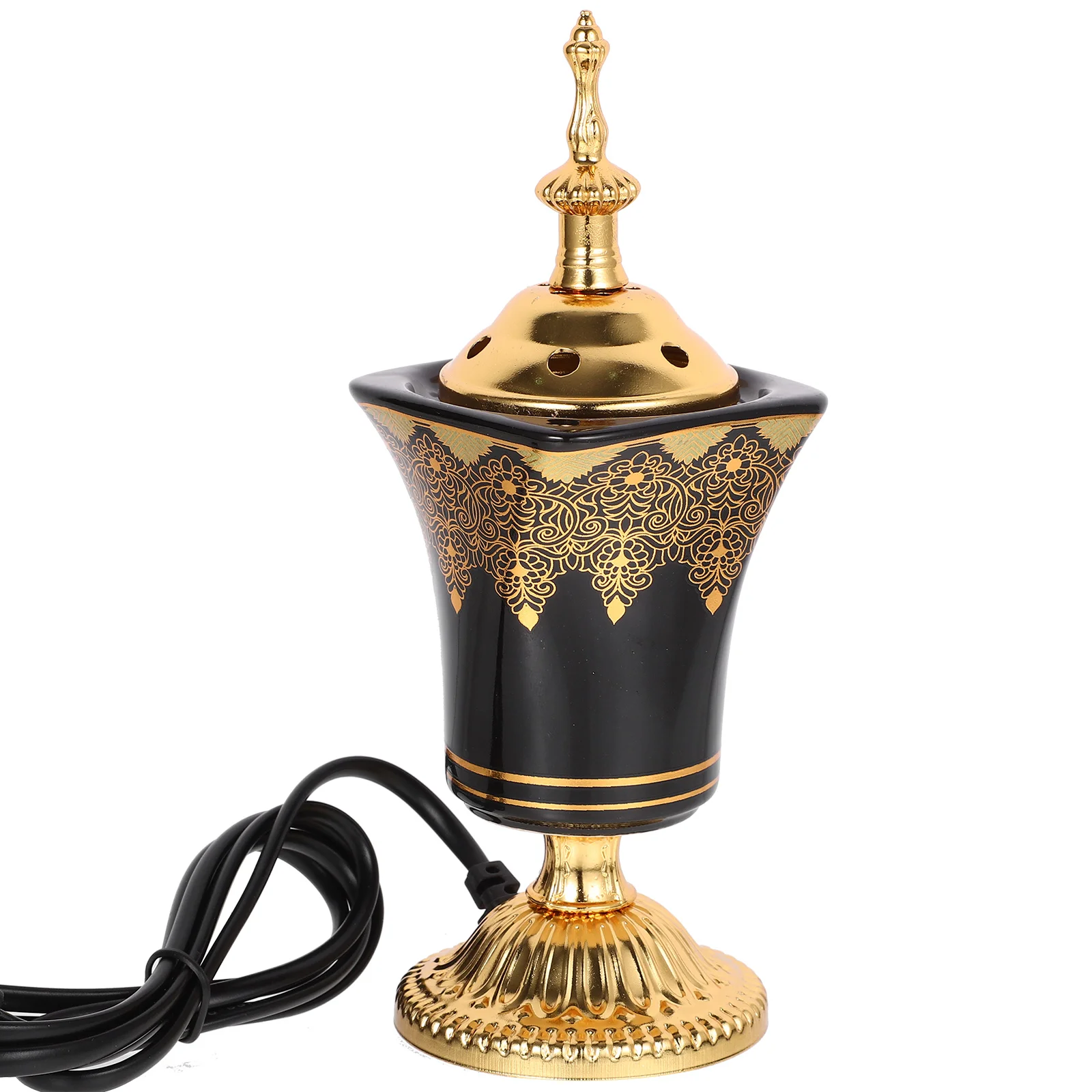 

Electric Incense Burner Oud Frankincense Incense Holder Vintage Arabic Censer Burner Home Office Yoga Spa Aroma Ornament Black