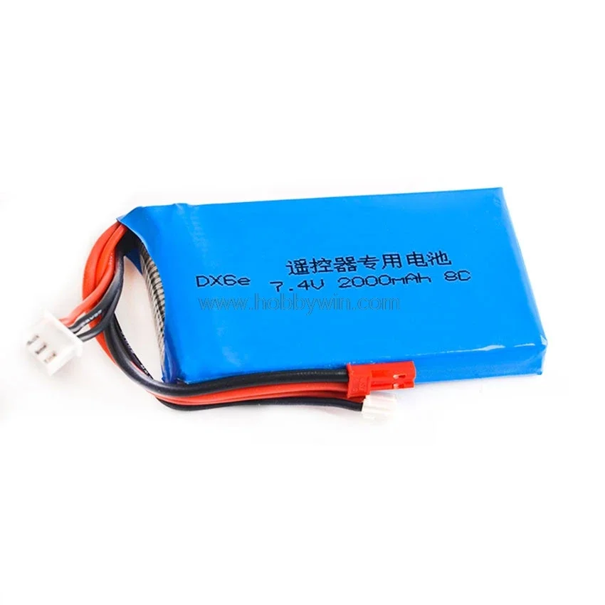 7.4 V 2 S 2000 Mah 8C Lipo Potenza Della Batteria Misura Per Spektrum Dx6E Dx6 Modello Rc Trasmettitore