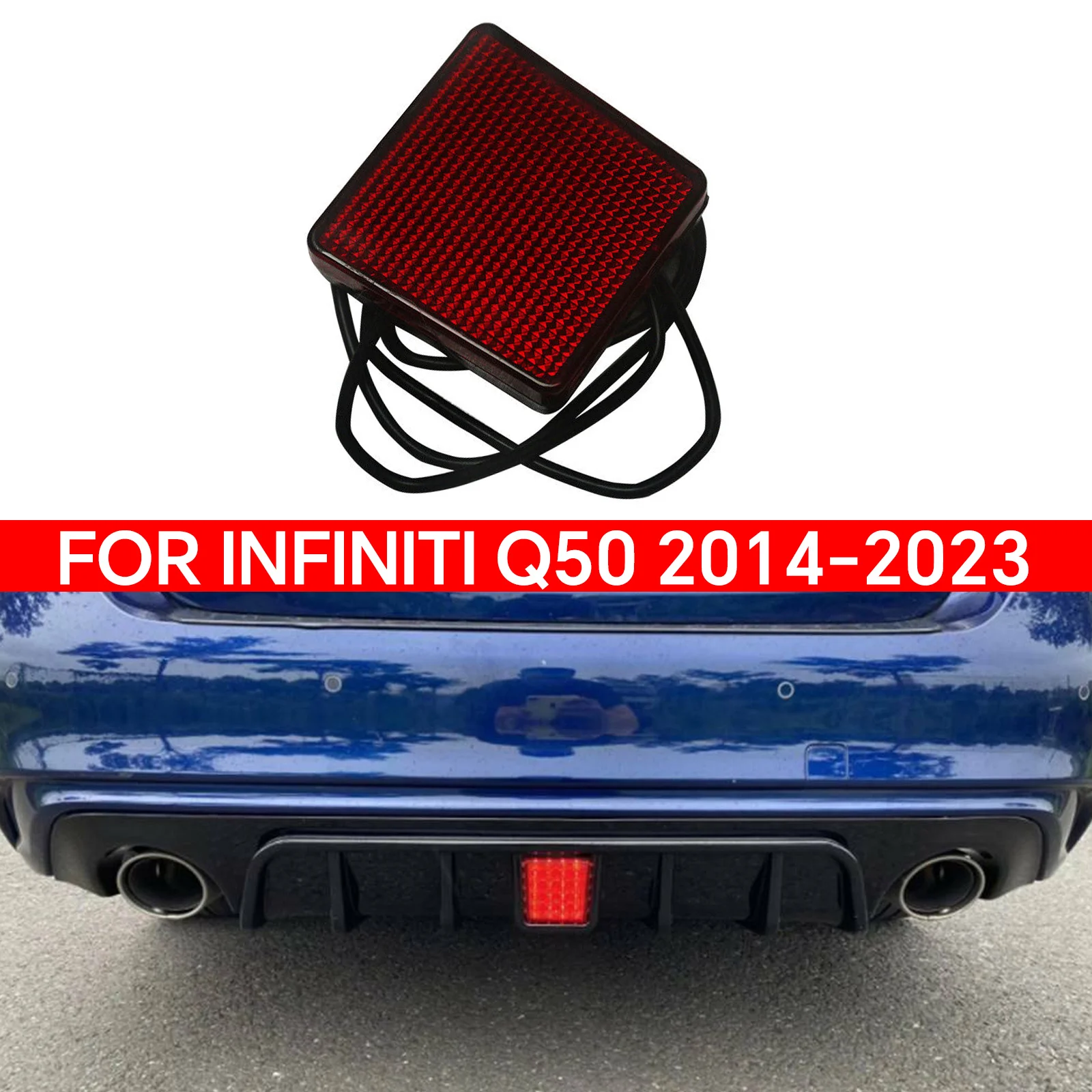 

Real Brake Light for 14-23 Infiniti Q50 Rear Bumper Diffuser Signal Beam Lamp