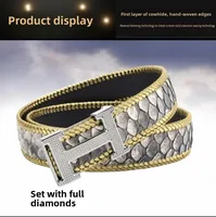 Handwoven Genuine Snake Skin Belt For Men Smooth Buckle Internal Wear Versatile Pants Belt Fashionable Jewelry Accessories 1