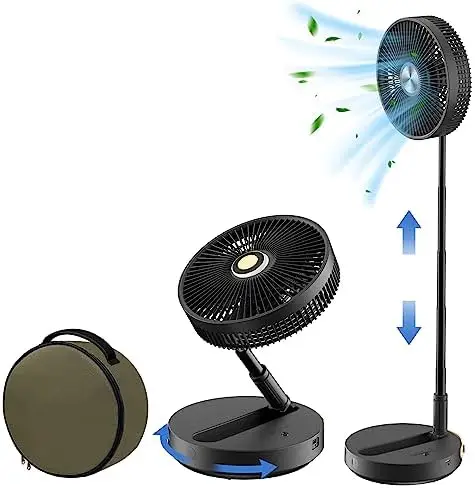 

Oscillating Standing Fan, 10" Foldaway Desk Fan, 10800mah Rechargeable Quiet Height Adjustable Floor Fan, 50H Working Time, Fan