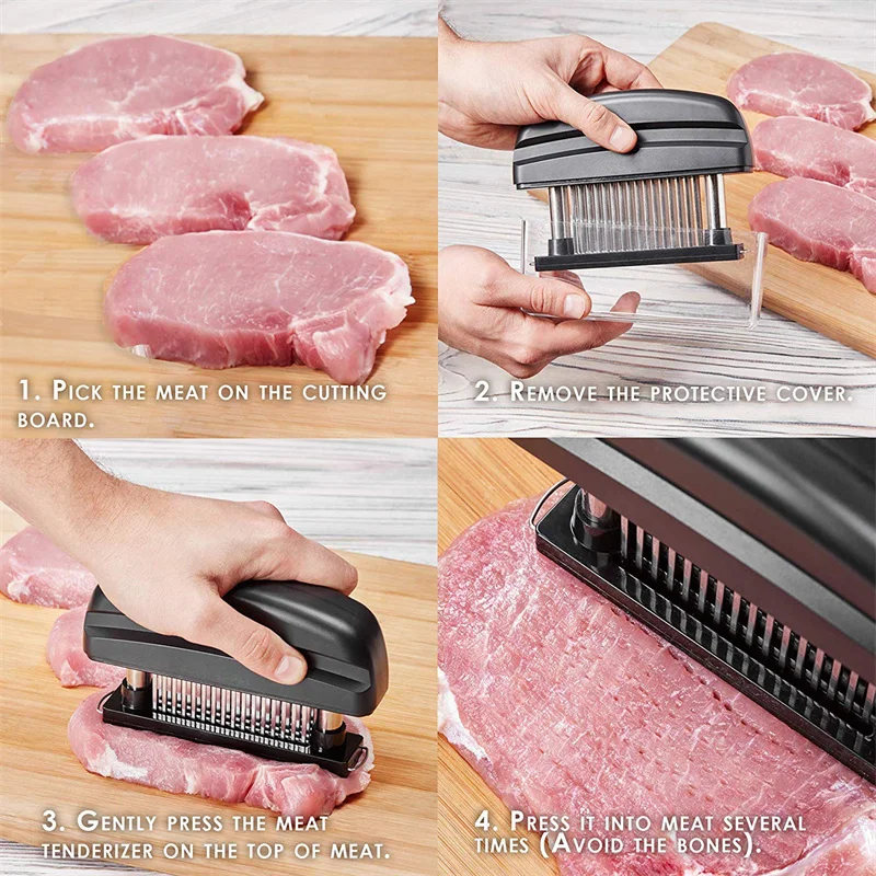 Stainless Steel Meat Tenderizer With 48 Blades Professional Kitchen Cooking Tools Accessories