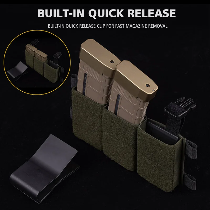 Pochette tactique M4 5.56 Triple pour magazines, boucle de maintien à  crochet AVS, à rabat avant détachable, pour gilet de chasse, Airsoft, sac  en plaque CP - AliExpress