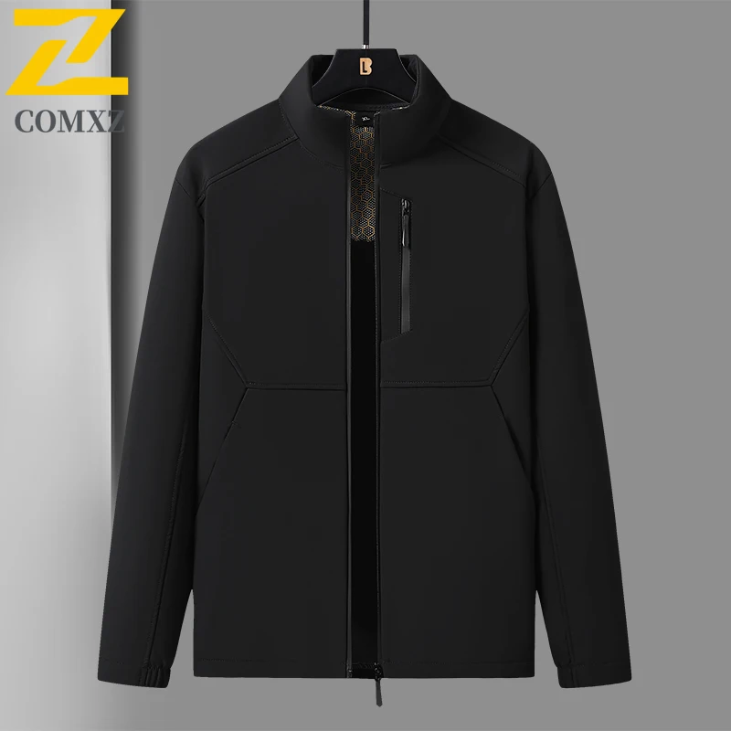 EiAO Stand-Collar Softshell Jacket Spring Windproof Waterproof Light Fleece Hiking Coat for Camping Fishing 2025 Multi-Season