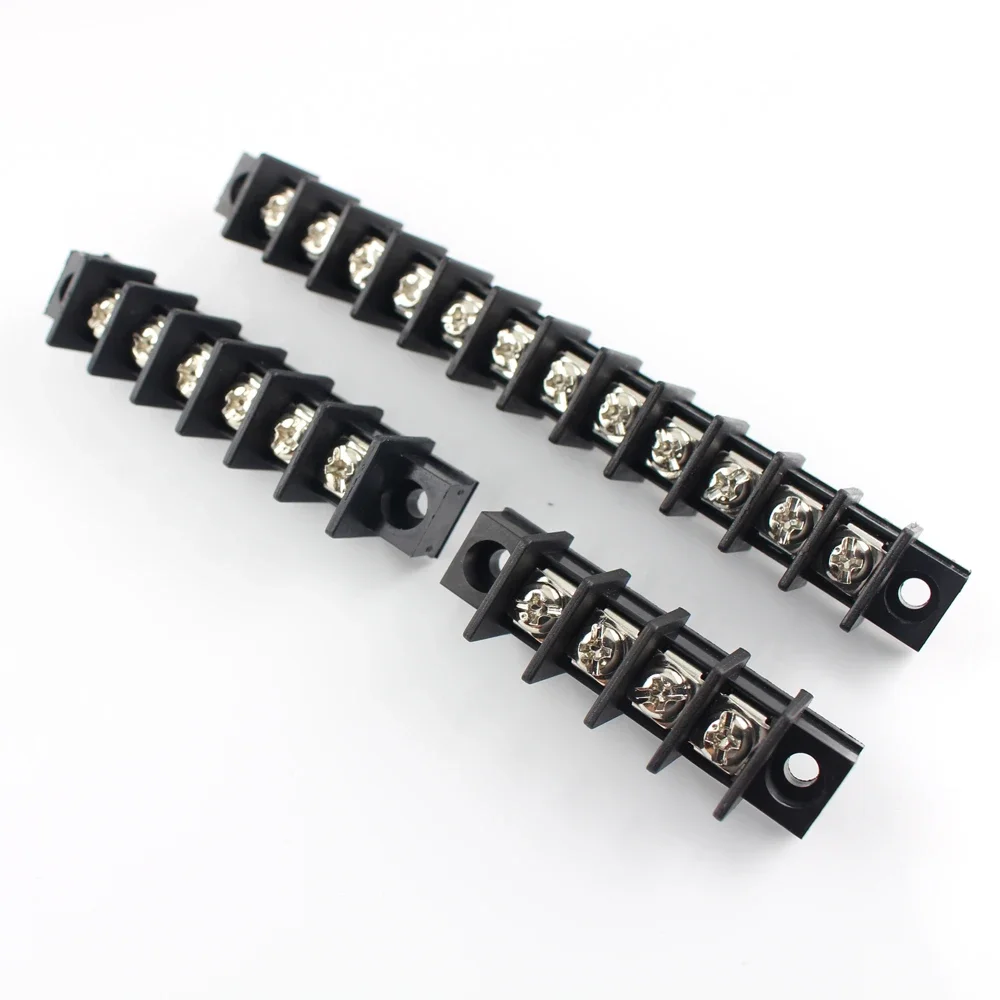 20pcs 9.5mm Pitch 4P 6P 12P 4/6/12 Pin PCS Barrier Terminal Block Cable Connector With Screw Hole Black 300V 25A 22-12AWG