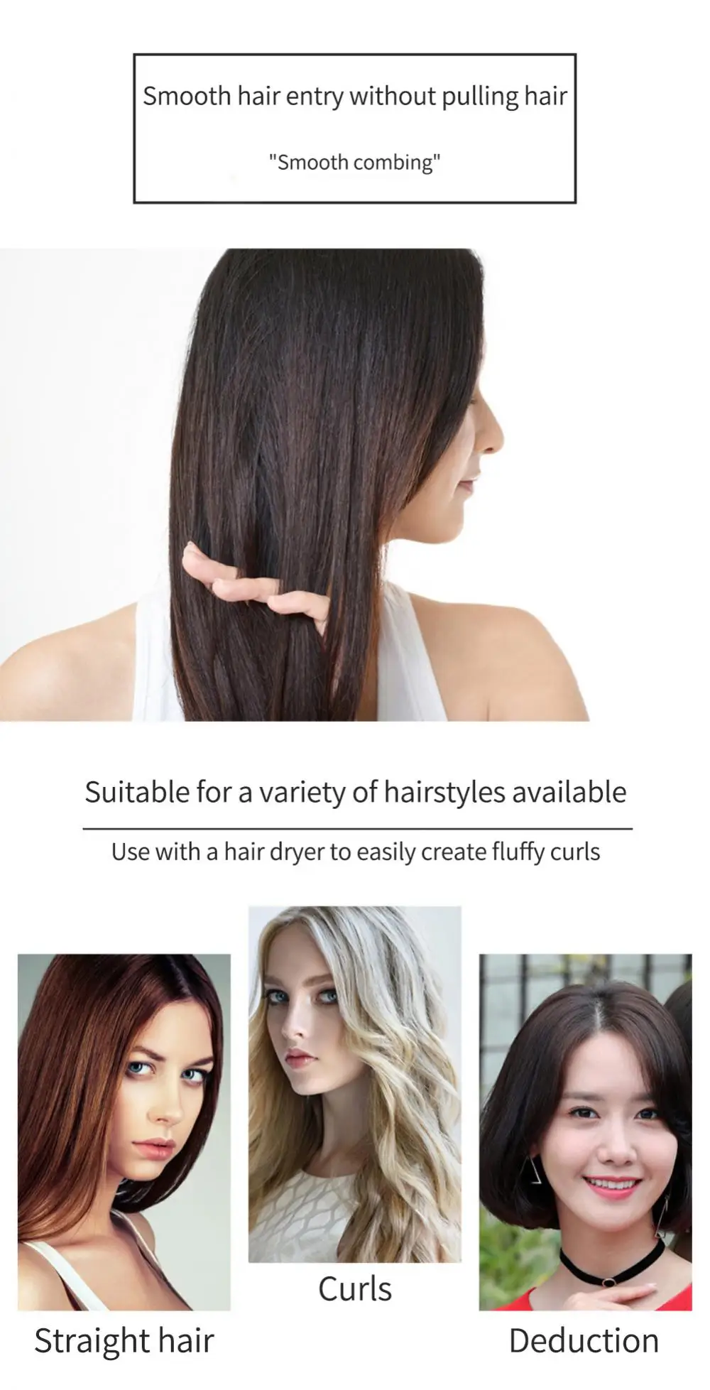 Description Picture 5 of itemProfessional Salon Styling Tools Round Hair Comb Hairdressing Curling Hair Brushes Comb Ceramic Iron Barrel Comb For Women