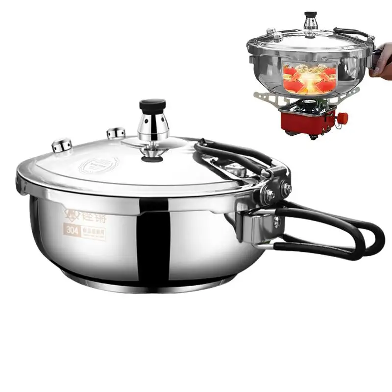 Camping Small Pressure Cooker High-pressure Pot Valve Safeguard Stainless Steel Cooking Pot Canning Pressure Canner 80KPa