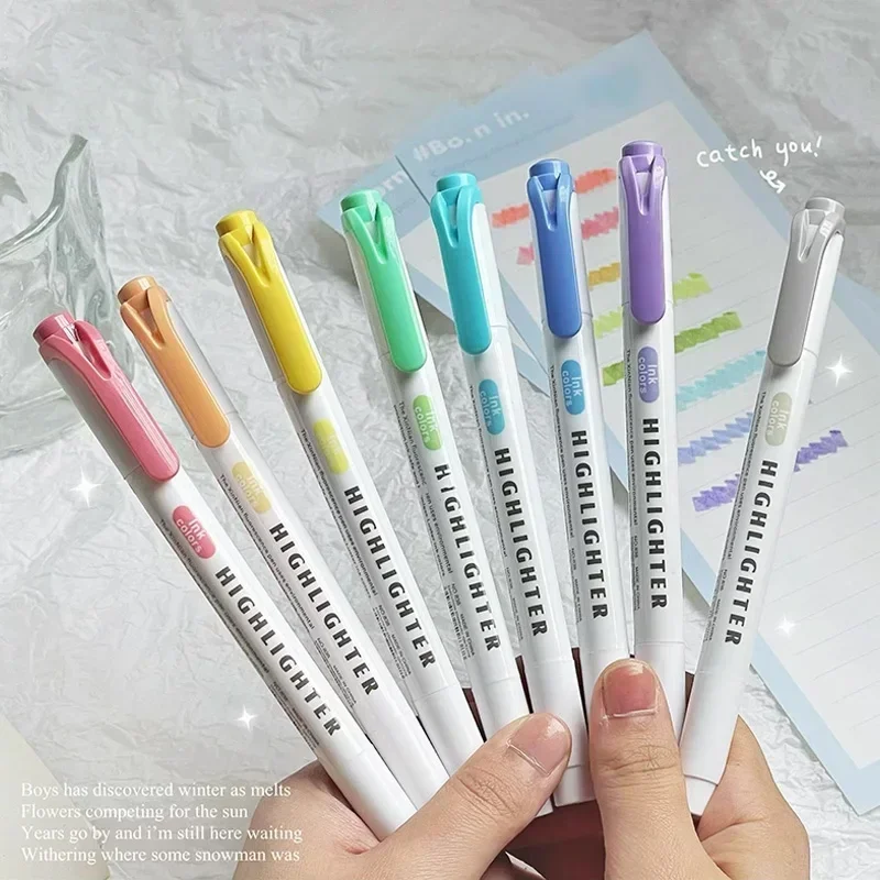 5/10/15/30 Colors Cute Double Head Highlighter Pen Art Marker Painting Pen Soft Color Fluorescent School Office Stationery
