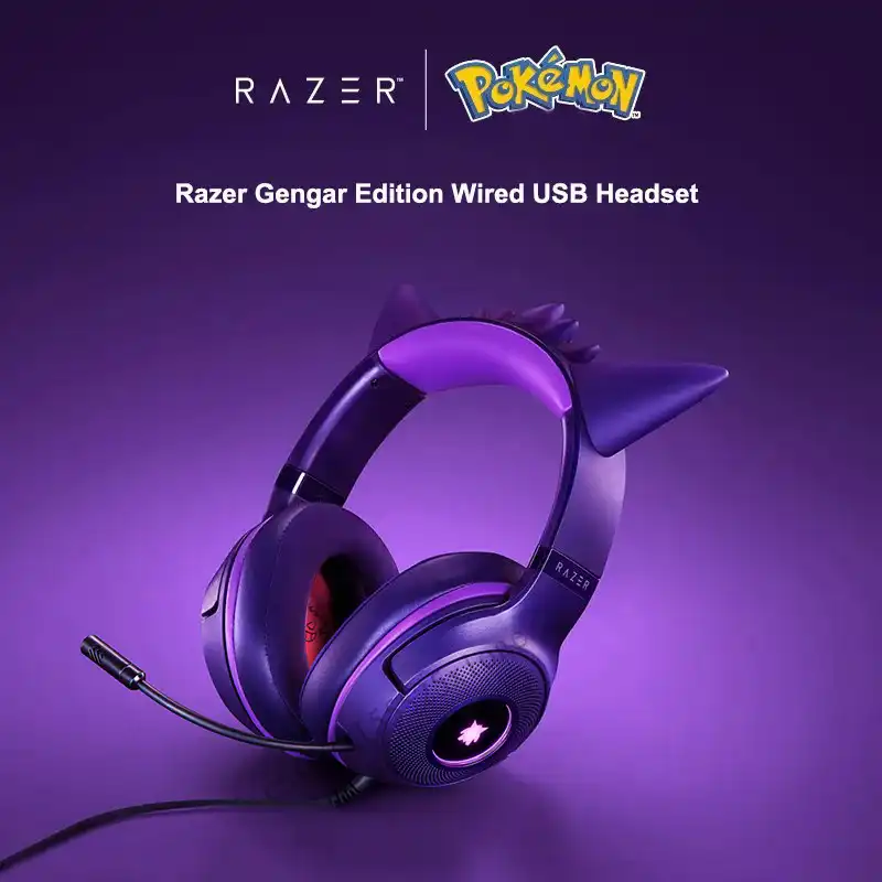 Razer Pokemon Gengar Edition RGB Kraken Kitty V2 Wired USB Gaming
