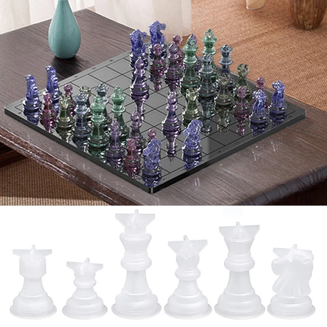 Rainha rei peça de xadrez cristal uv molde de silicone peça de xadrez molde  internacional peças xadrez damas resina cola epoxy moldes de silicone -  AliExpress