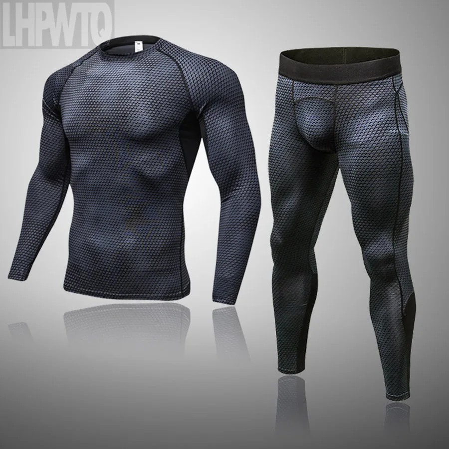 Thermal Underwear Suit Men 3D Print Thermo T Shirt Thermal Sports Shirt Quick Dry Thermal Underwear Men Long Johns Sets
