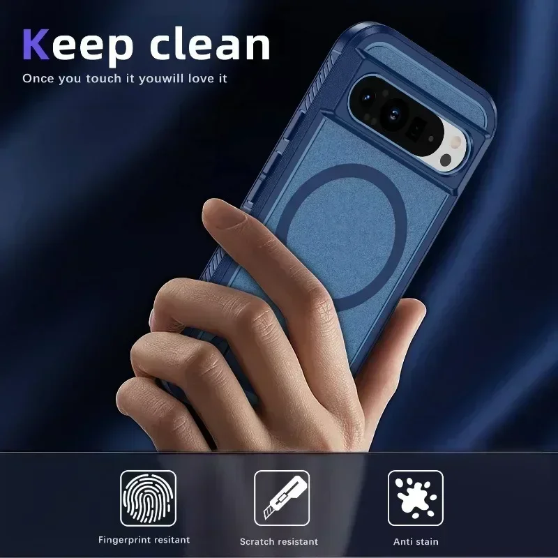 MagSafe Armor Shockproof Matte Phone Case with Magnetic Wireless Charging Stand Holder