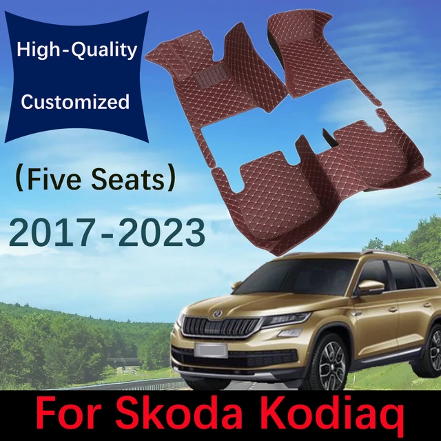 Custom Leder Auto Boden Matten Für Skoda Kodiaq 5 Sitze 2017 2018 2019 2020  2021 2022 2023 Es Ist EINE rutsche Unter Die Hinten Sitz