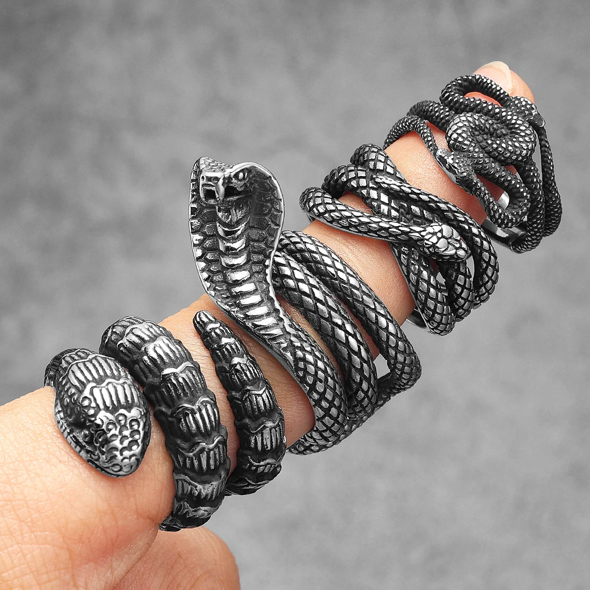 

Various Snake Series Ring Stainless Steel Men Women Rings Punk Trendy Rock for Male Fashion Jewelry Creativity Gift Wholesale