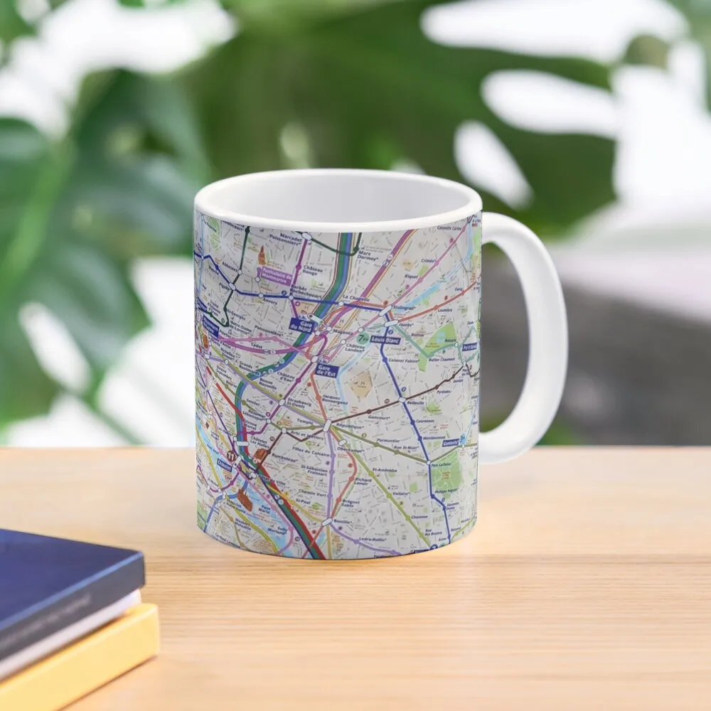 

Paris Metro Map Coffee Mug Kawaii Cups Funnys Mug