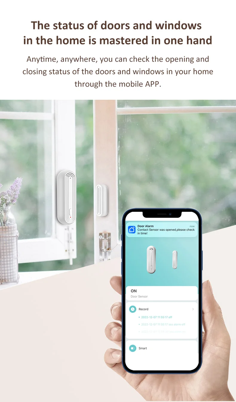 Tuya Smart WiFi Door Window Alarm Sensor Smart Home Open Closed Detectors Wifi H