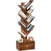 8 Tier Tree Bookshelf with Drawer, Free Standing Wood Bookcase for Narrow Space, Storage Organizer Bookshelves for Books 1
