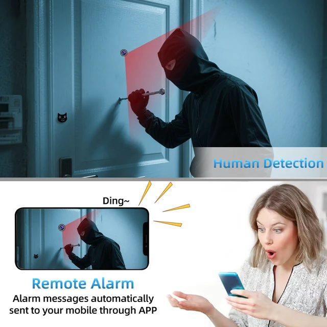ICSEE 3MP HD Peephole WiFi Camera 170° Wide-angle Door Viewer Motion Detection Smart Home Security Wireless Cat-eye Auto Record 3