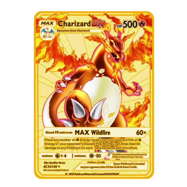 5PCS Pokemon Iron Cards Golden Metal Pokemon Shiny Letters Pikachu Mewtwo Charizard Vmax Game Collection Card Anime Metal Gifts 4