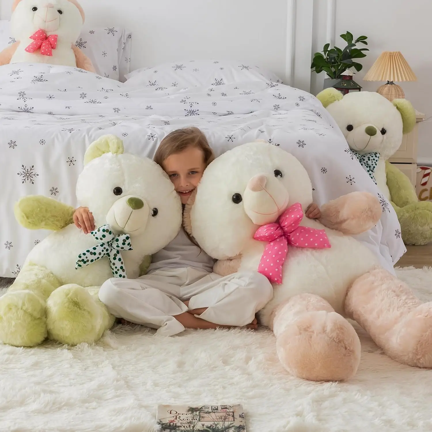 Giant Teddy Bear 39/47 Inch Large Stuffed Animals Big Teddy Bear Plush Toy For Kids Girls Huge Plushies, Brown / Green Color 4