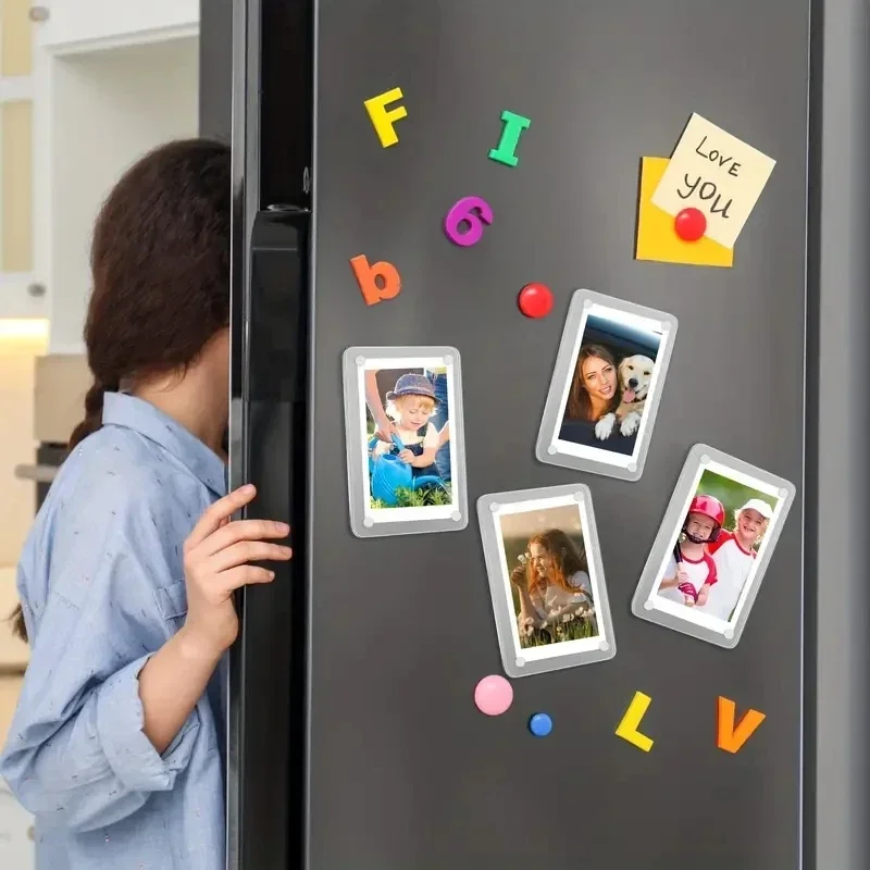Creative Acrylic Magnetic Photo Frames Refrigerator Picture Frames Magnets Double Sided Fridge Polaroid Film
