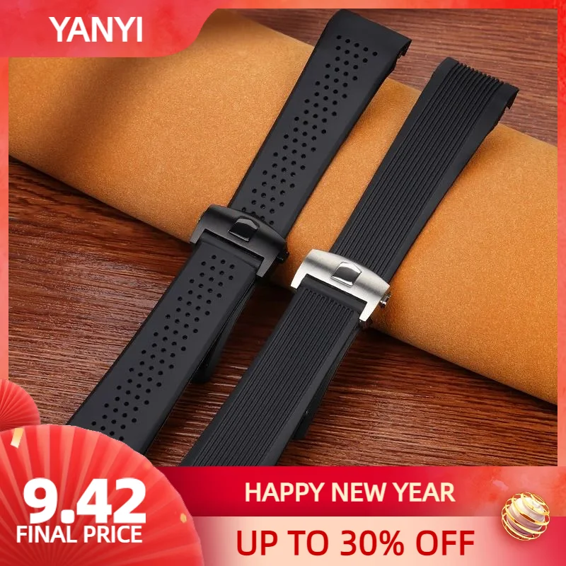 

Curved end Silicone Rubber watch strap 24mm for tag he-uer Watch Accessories Waterproof watchband wristwatches band bracelet
